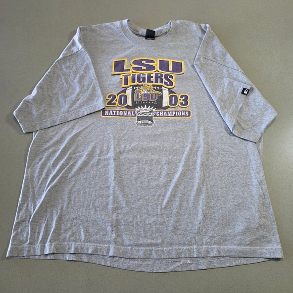 STARTER Other - Starter LSU Tigers 2003 National Champions T-Shirt Gray Mens 2XL Sugar Bowl NCAA